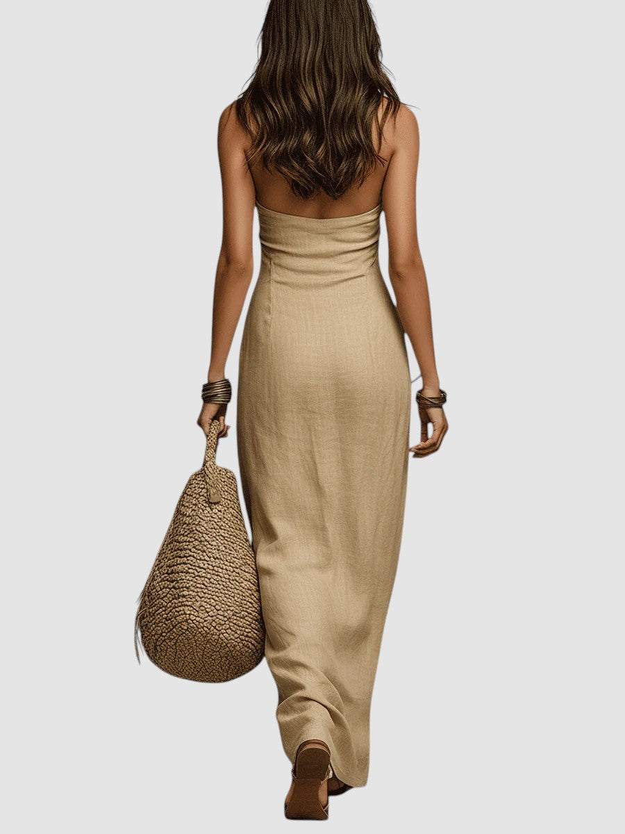 EMILIA | HALTER MAXI LINEN DRESS