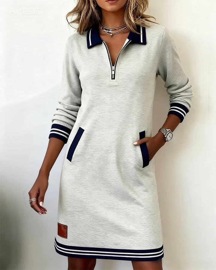 LORENZA | ZIP COLLAR SWEATSHIRT DRESS