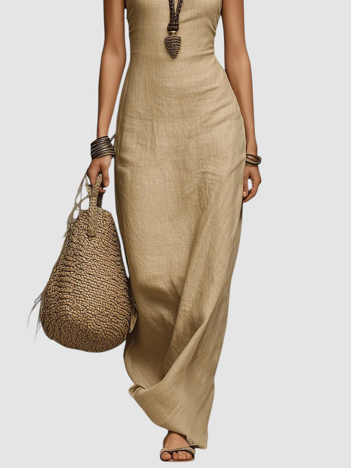 EMILIA | HALTER MAXI LINEN DRESS