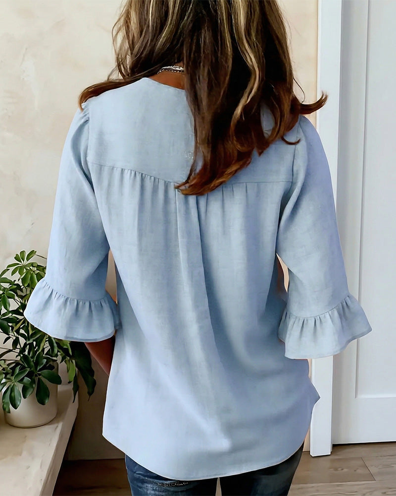 SOPHIA | LINEN BLEND BUTTON BLOUSE