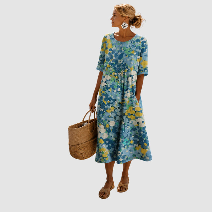 ELIANA | FLOWING FLORAL MIDI DRESS