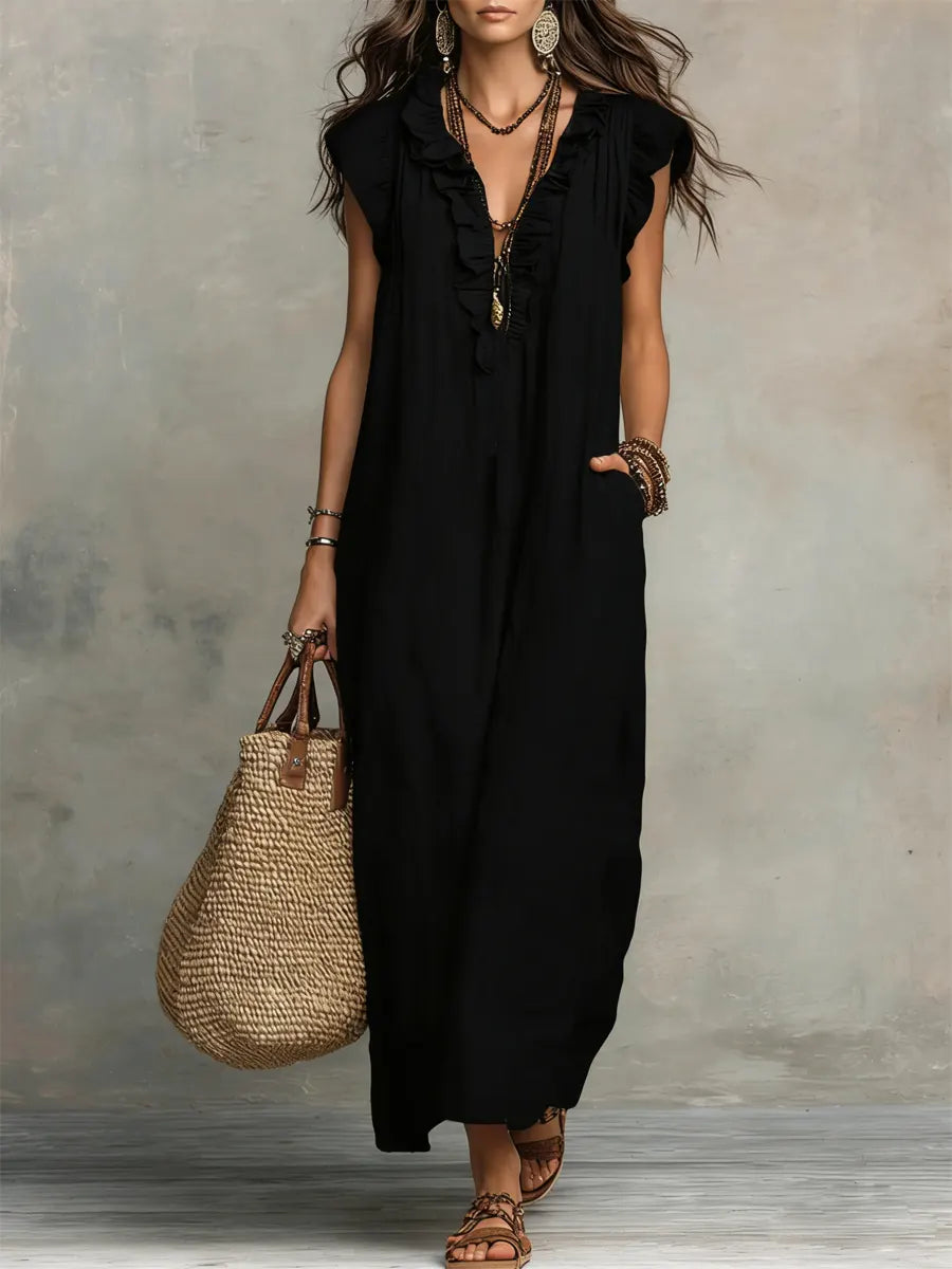EDNA | BOHEMIAN LINEN COTTON MAXI DRESS