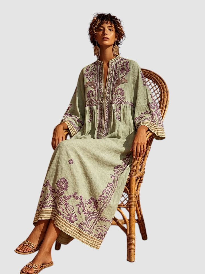 CELESTINA | EMBROIDERED BOHO MAXI DRESS