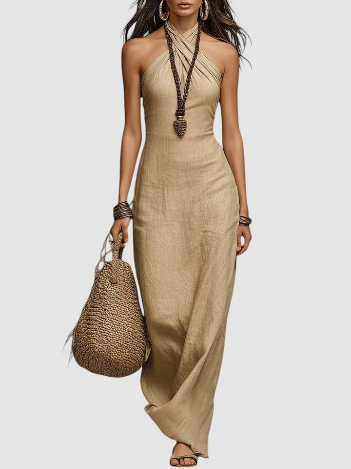 EMILIA | HALTER MAXI LINEN DRESS