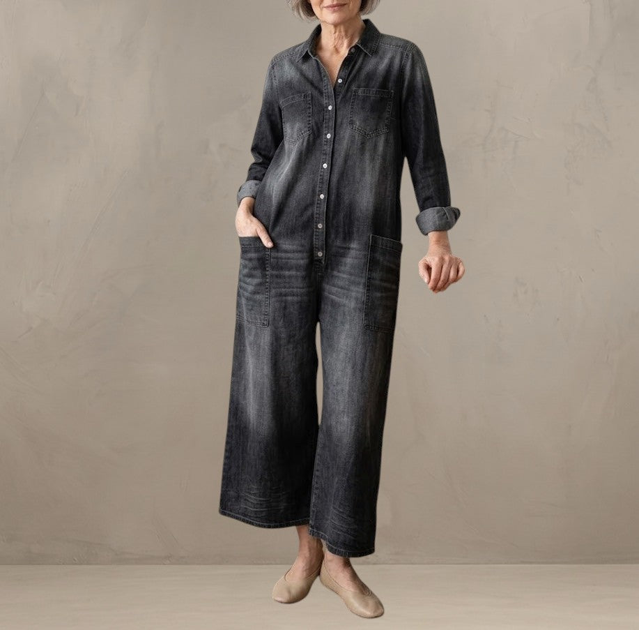 DIANA | VINTAGE DENIM JUMPSUIT WITH BUTTONS