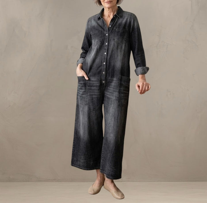 DIANA | VINTAGE DENIM JUMPSUIT WITH BUTTONS